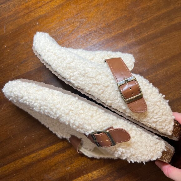 Sherpa Clogs Slippers Slides Close Toe Normcore Neutral Lounge Cozy Boho Size 11 - Picture 6 of 12